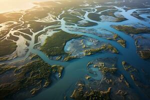rivière delta réunion le mer et environnement surveillance. génératif ai photo