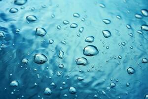 gouttes de pluie chute dans une calme l'eau surface. génératif ai photo