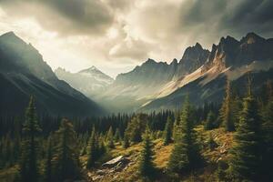 rocheux montagnes et vaste ciels. génératif ai photo