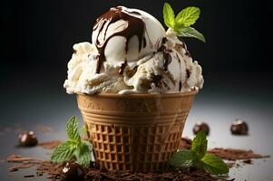 vue de délicieux la glace crème ai génératif photo