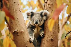 ai génératif vue de mignonne koala dans la nature photo