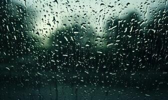 gouttes de pluie gracieusement coulait vers le bas le vitre ai généré photo