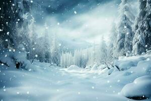 glacial forêt paysage crée une pittoresque hiver Contexte avec neige ai généré photo