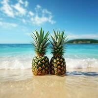 ananas félicité se rencontre le calmant séduire de une parfait plage ai généré photo