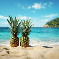 ananas félicité se rencontre le calmant séduire de une parfait plage ai généré photo