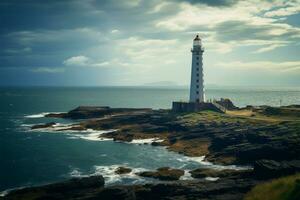 iconique balise ile vierge phare, une symbole de français côtier patrimoine ai généré photo