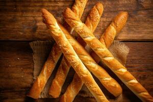 Stock photo de pain bâton dans cuisine table plat allonger ai généré