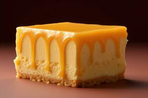 une pièce de cheesecake avec Orange sauce sur Haut photo