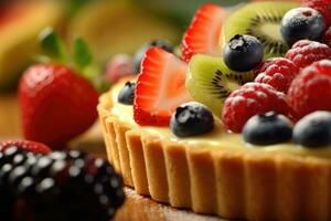 une Tarte avec Frais fruit sur Haut photo