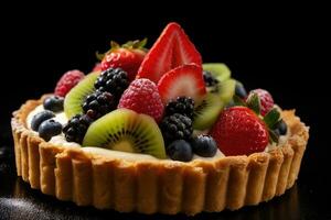 une Tarte avec Frais fruit sur Haut photo