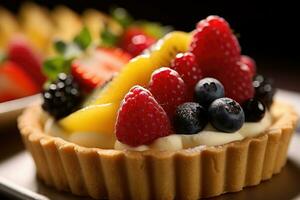 une petit Tarte avec fruit sur Haut photo