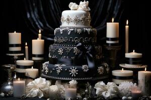 hiver gâteau pays des merveilles noir thème photo