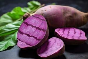 Frais violet sucré Patate professionnel La publicité nourriture la photographie ai généré photo