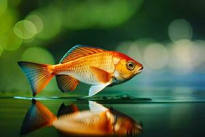 une poisson est nager dans le l'eau. généré par ai photo