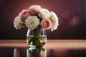 une vase rempli avec rose et blanc fleurs. généré par ai photo