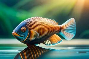 une poisson avec brillant couleurs est permanent dans l'eau. généré par ai photo