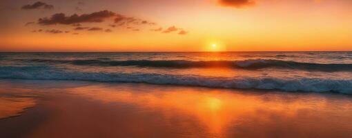 apaisant coucher de soleil, plage vacances sérénité, ai généré photo