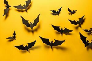 Halloween chauve souris dans Jaune arrière-plan, ai généré photo