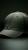 explorer une noir base-ball casquette de quatre angles dans cette moquer en haut présentation verticale mobile fond d'écran ai généré photo