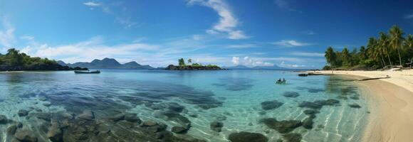 une haute résolution chef-d'oeuvre le Stupéfiant plage panorama de paradis îles ai généré photo