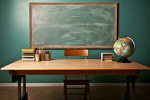 le situation dans le salle de cours Achevée avec une tableau noir ai génératif photo