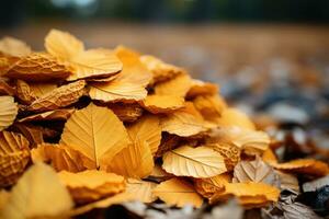 pile de feuilles tomber dans l'automne saison ai génératif photo