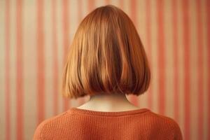 femmes bob coiffure Regardez de retour professionnel La publicité la photographie ai généré photo