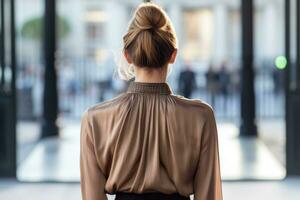 femmes chignon coiffure Regardez de retour professionnel La publicité la photographie ai généré photo