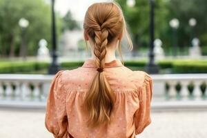 femmes nattes coiffure Regardez de retour professionnel La publicité la photographie ai généré photo