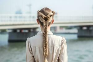 femmes nattes coiffure Regardez de retour professionnel La publicité la photographie ai généré photo