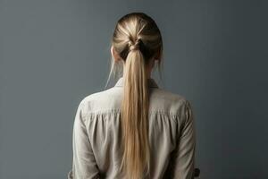 femmes tresser coiffure Regardez de retour professionnel La publicité la photographie ai généré photo