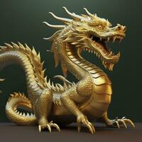 d'or dragon statue. chinois dragon fabriqué de or. ai génératif photo