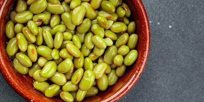 Edamame des haricots casse-croûte légumineuse nourriture apéritif repas sur le table copie espace nourriture Contexte rustique photo