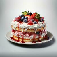 tranche de anniversaire gâteau sur une assiette photo