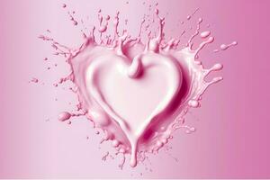 rose cœur forme Lait éclaboussure, romantique nourriture symbole pour valentines jour, ai génératif photo