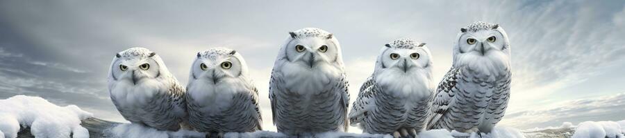 hibou sur une hiver neige Contexte. génératif ai photo