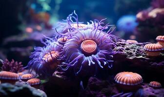 une fascinant fermer de une mer anémone. ai généré photo