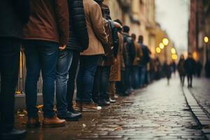 grand groupe de gens attendre dans ligne - génératif ai photo