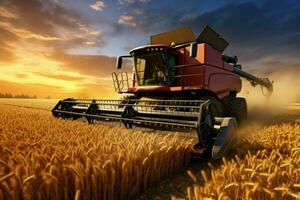 productif combiner récolte blé champ rural. produire ai photo