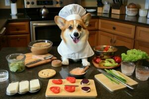 imaginatif corgi chien chef. produire ai photo