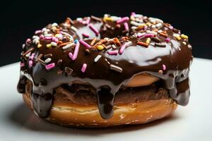 sucré Chocolat Donut. produire ai photo