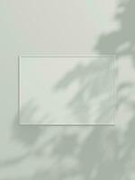 minimal image affiche Cadre maquette sur blanc fond d'écran avec feuille ombre photo
