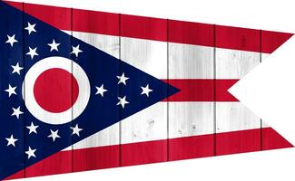 Ohio nous Etat drapeau sur texturé Contexte. conceptuel collage. photo