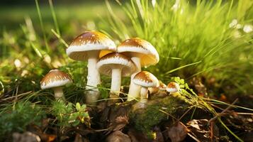 forêt champignons dans une clairière. ai généré. photo