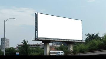 La publicité moquer en haut Vide panneau d'affichage avec copie espace pour votre texte contenu Publique information planche panneau d'affichage Vide pour Extérieur La publicité affiche photo