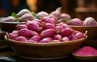 pelé épineux poire, cactus, ou berbère figues pour Frais vente. photo