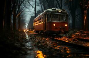 train à nuit génératif ai photo