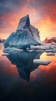 majestueux iceberg entouré par plus petit la glace floes photo