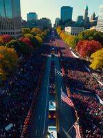 célébrer Colomb journée dans spectaculaire parade. ai généré. photo