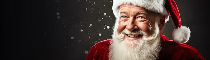 ai généré portrait de Beau souriant homme dans Père Noël claus portant photo